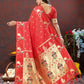 Lorenvalley Fashion Red Soft Paithani Silk Woven Design Gold Zari Meenakari Weaving Saree - Swadesiicart