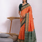 Vishnu Weaves Women's Orange Soft Tussar Silk Zari Woven Saree with Blouse - Swadesiicart