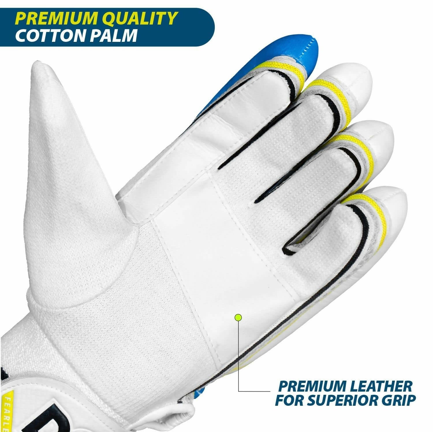 DSC Condor Ruffle Cricket Batting Gloves - Youth Left Multicolour with Cotton Gusset - Swadesiicart