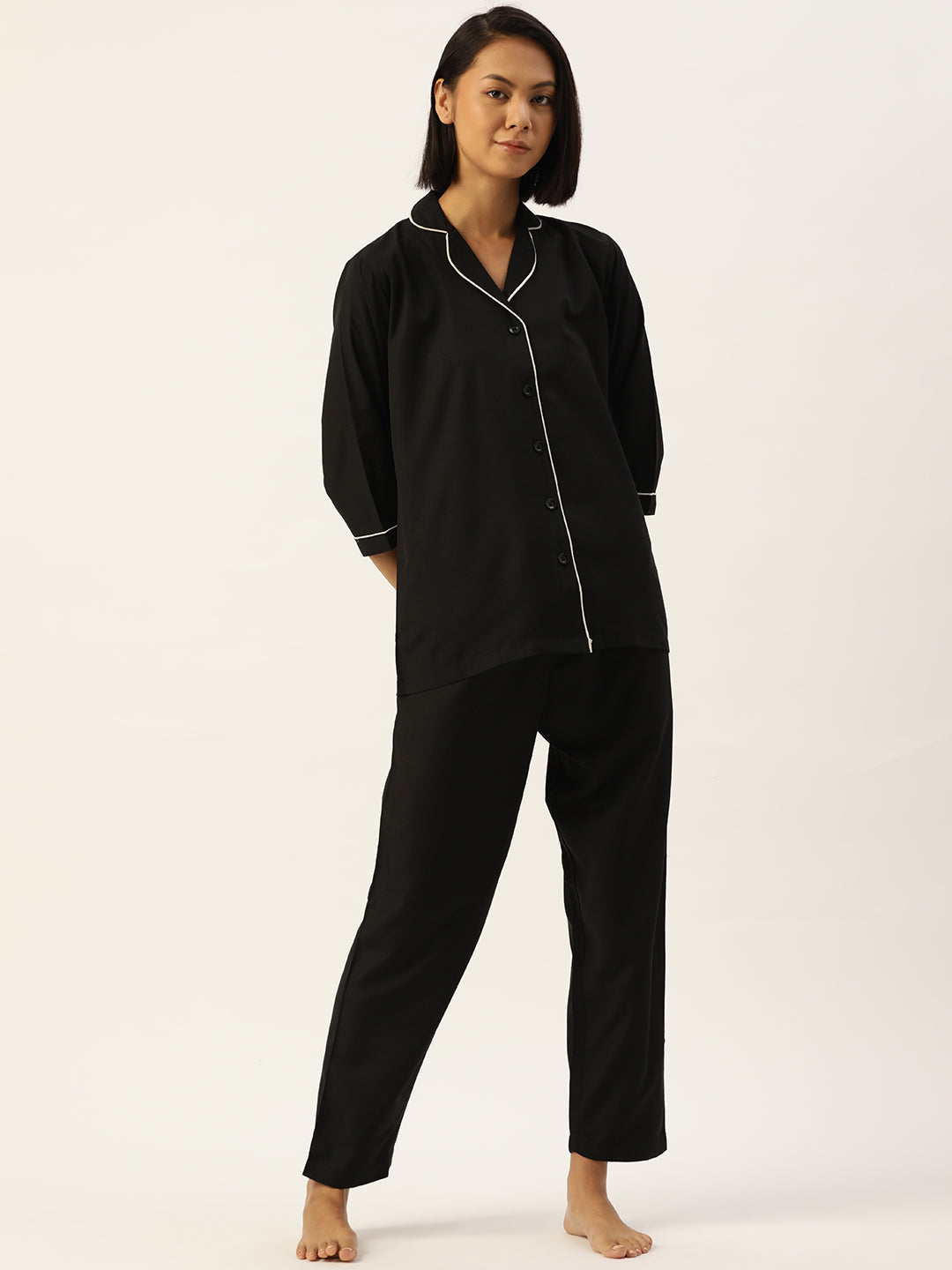 Jainish Women Black Night suit ( LNS 001Blackxxx ) | Swadesiicart