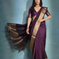 Vishnu Weaves Women's Wine Raw Silk Zari Woven Saree with Blouse - Swadesiicart