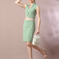 Myshka Women's Sea Green Solid Shawl Neck Party Top With Skirt Co-ord set - Swadesiicart