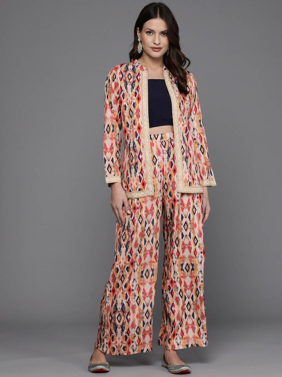 Ahalyaa Women Printed Ethnic Co-Ords - Blue Color - Swadesiicart