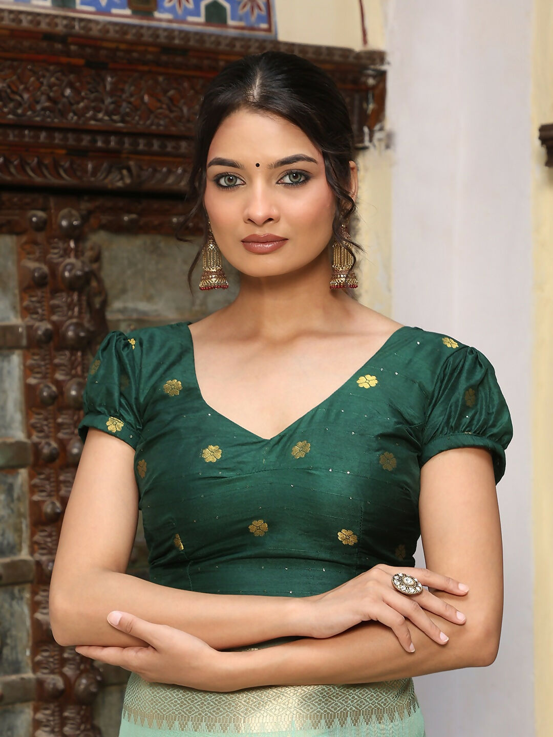 Shree Shyam Fashion Sea Green Cotton Saree