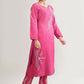 Joban Fashion Womens Cotton ChikanKari pink Kurta set - Swadesiicart