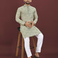 Anaita Green Embroidered Silk Straight Kurta