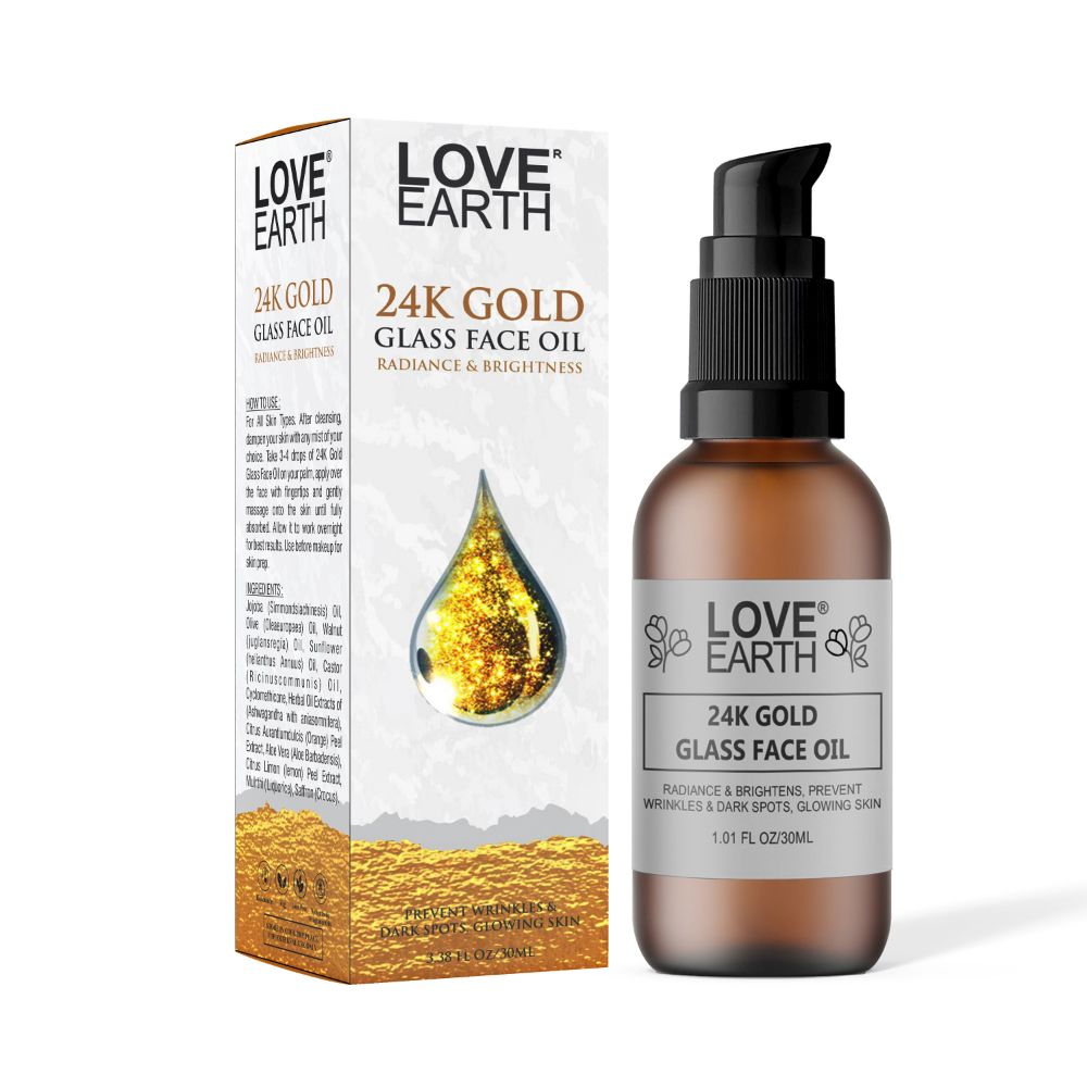 Love Earth 24K Gold Glass Face Oil | Swadesiicart