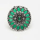 NVR Women's Green Silver-Plated Circular Shape Adjustable Finger Ring | Swadesiicart