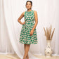 FIORRA Women's Green Georgette Floral Printed Western Dress - Swadesiicart