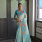 Vishnu Weaves Women's Firozi banarasi Silk Saree with Blouse - Swadesiicart