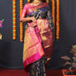 Jyoti Fashion Women's Navy Blue Kanjivaram Silk Zari Woven Saree with Blouse | Swadesiicart