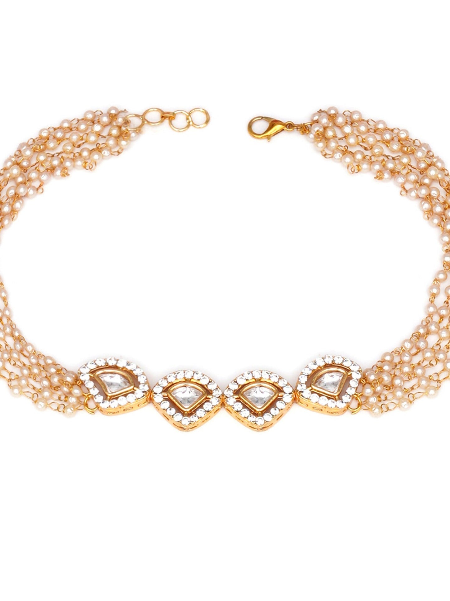 Kundan & Pearl Neckpiece (Gold) - Ruby Raang | Swadesiicart