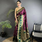 Joban Fashion Wine Banarasi Soft Silk Woven Butti Saree | Swadesiicart