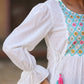 Juniper Women's White Cotton Dobby Solid With Multi Color Embroidered Tunic | Swadesiicart