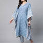 Ahalyaa Beige Pure Cotton Floral Printed Kaftan Kurta | Swadesiicart