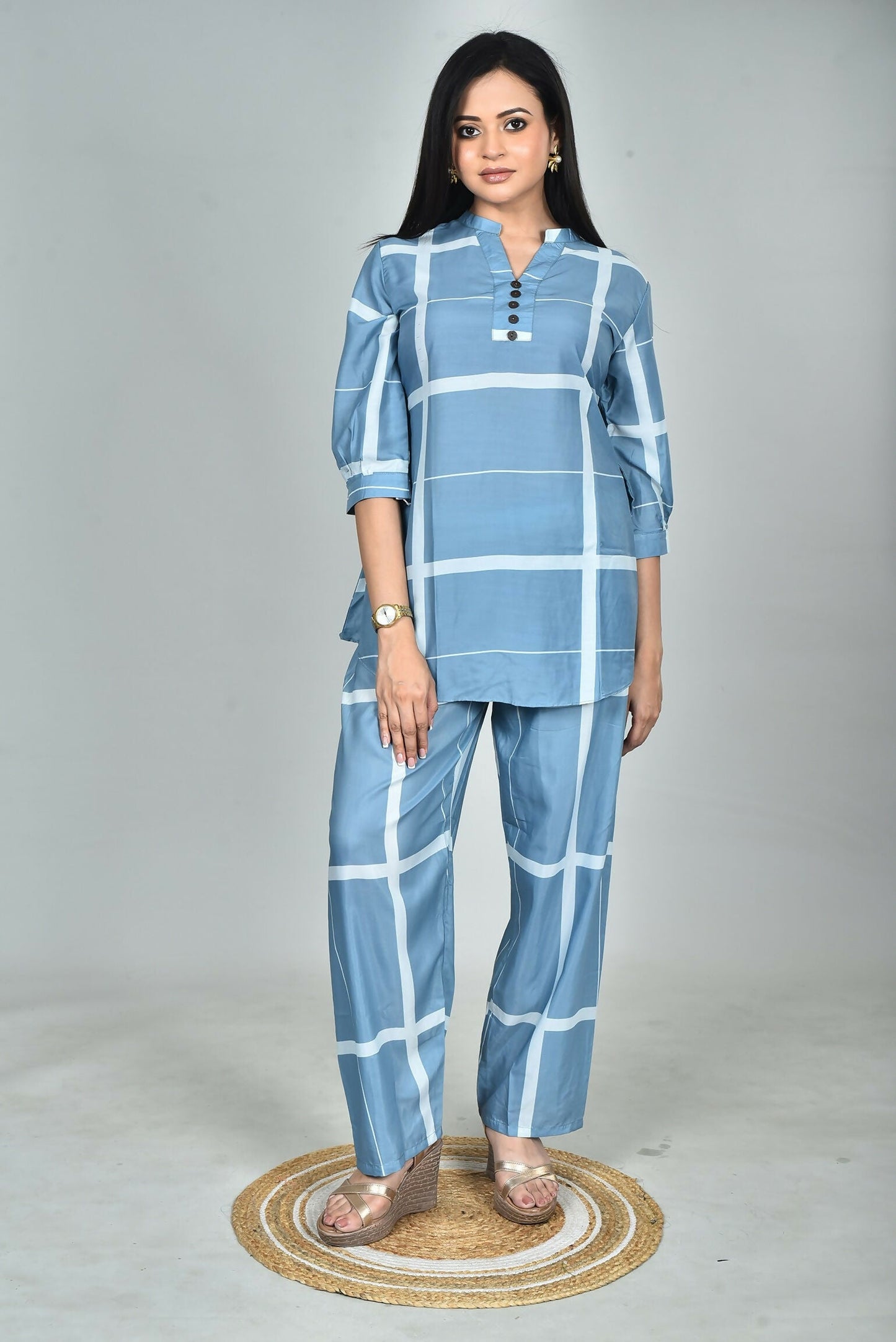 Morchari Digital Print Semi Muslin Co-Ord Set Top & Trouser-Multicolor - Swadesiicart