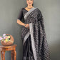 Vastranavya Black Chinnon Silk Embroidery Multi Sequence & Arco Cut Work Ready to Wear Saree | Swadesiicart