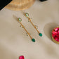 Ruby Raang Green Long Kundan Dangler Earrings | Swadesiicart