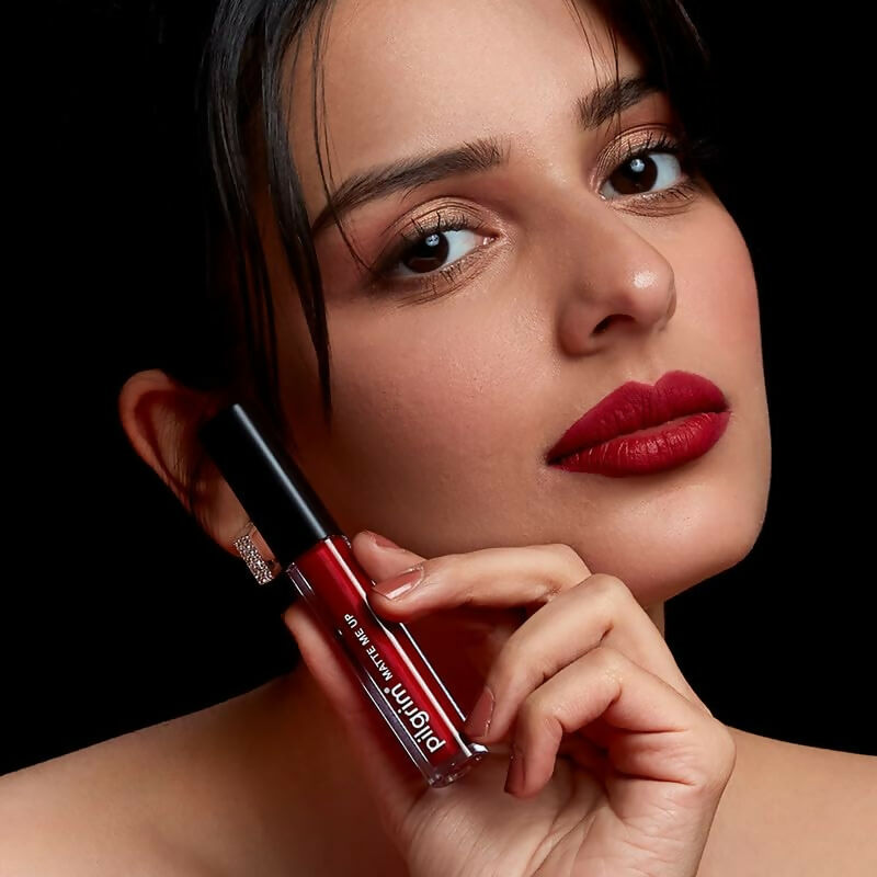 Pilgrim Liquid Matte Lipstick with Hyaluronic Acid - The Red Stiletto - Swadesiicart
