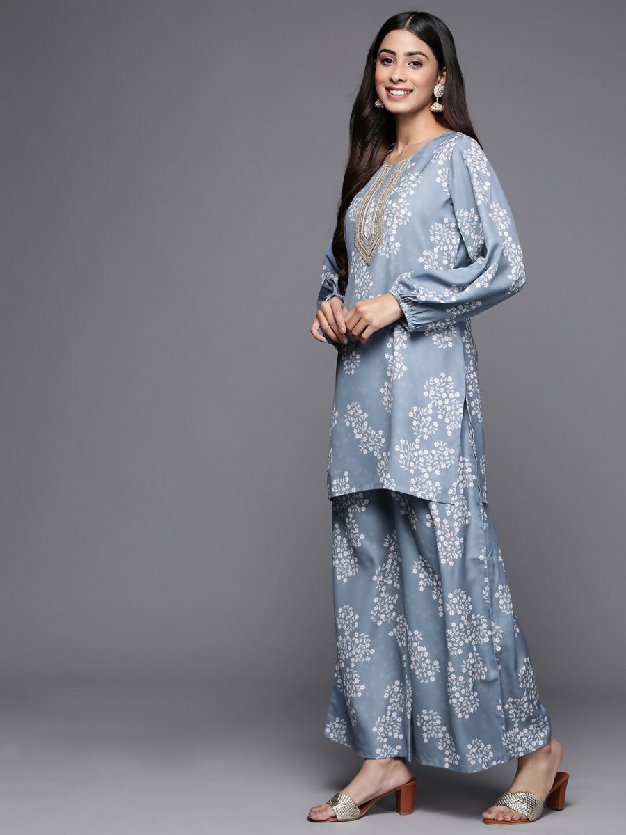 Ahalyaa Women's Traditional Wea Co-ods - Grey - Swadesiicart