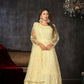 Jyoti Fashion Women's Cream Net Embroidered Anarkali Kurta Pant Set With Dupatta | Swadesiicart