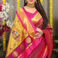 Jyoti Fashion Women's Magenta Banarasi Silk Zari Woven Saree with Blouse | Swadesiicart