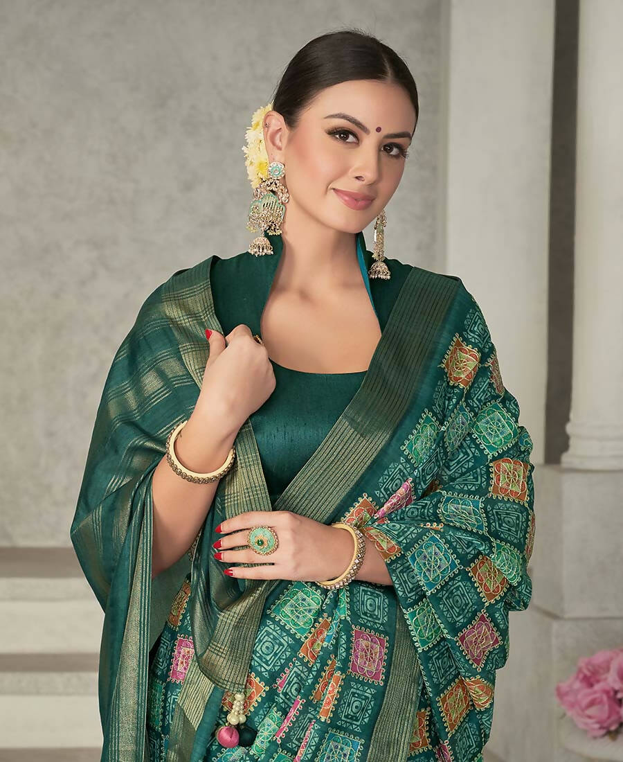 Green Rangkat Tussar Silk Woven Design Saree with Unstitched Blouse - Mohmanthan Eshani | Swadesiicart