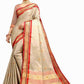 DEIANA'S Beautiful Designer Golden zari Soft Lichi Silk Saree - Cream - Swadesiicart