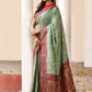 Joban Fashion Aqua Crepe Chiffon Pure Handloom Banarasi Silk Saree | Swadesiicart