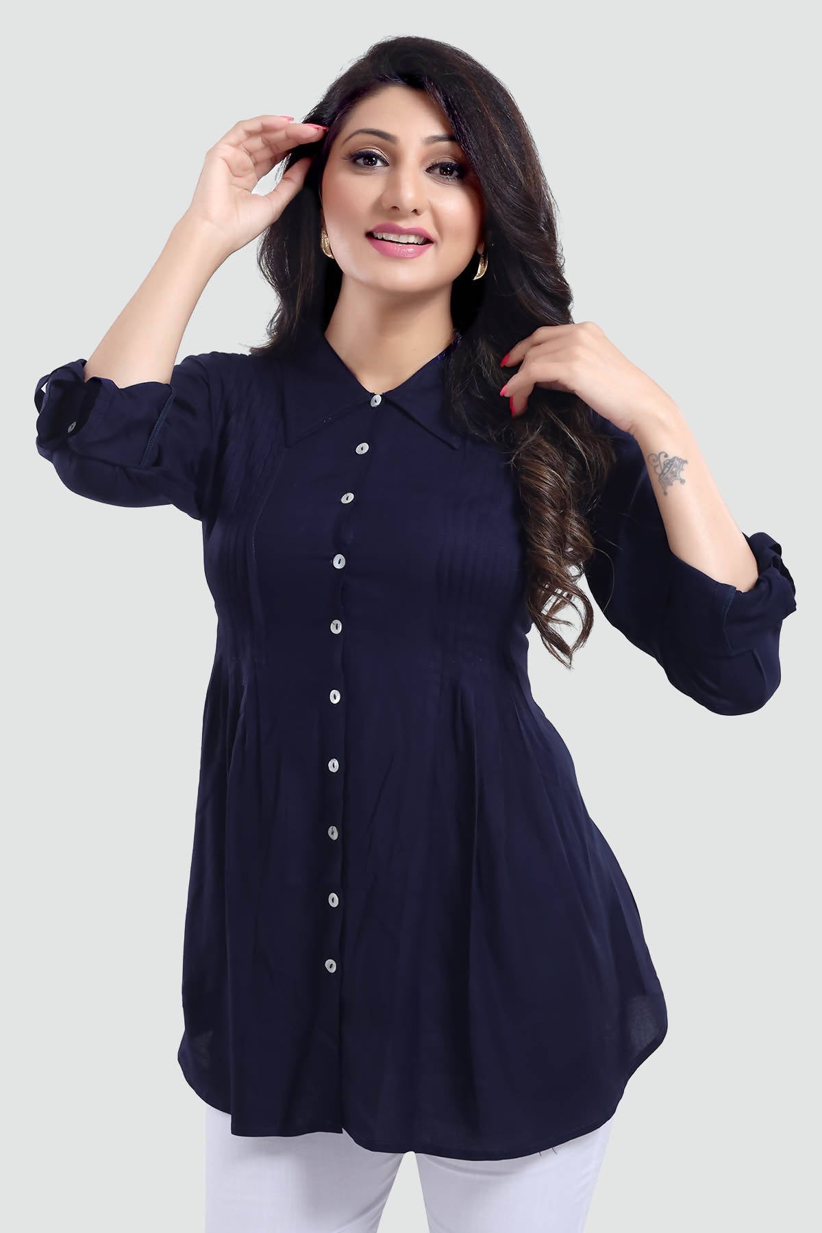 Snehal Creations Navy Blue Rayon Classy Tunic For Ultimate Look | Swadesiicart