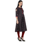 Kanoor Women's Black A line Round neck kurti