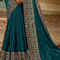 Blue Vichitra Stone Work Saree With Unstitched Blouse Piece - Rosy