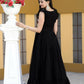 Jyoti Fashion Women's Black Sequins Thread Embroidery Faux Blooming Anarkali Dress | Swadesiicart