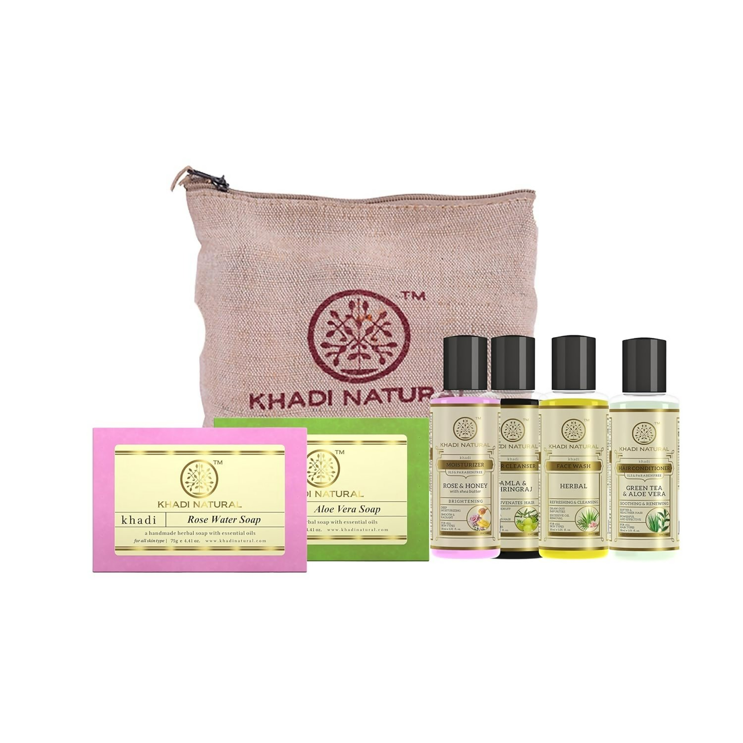 Khadi Natural Travel Kit Skincare & Haircare Essentials On-The-Go - Swadesiicart