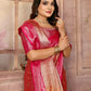 Anaita Pink Tissue Silk With Zari Weaving Saree With Blouse