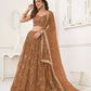 Aastha Fashion Brown Butterfly Net Tone To Tone Thread Work, Sequence Work And Original Mirror Work Embroidery Wedding Wear Lehenga Choli