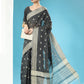 Vishnu Weaves Women's Black Lucknowi Cotton Chikankari Woven Saree with Blouse - Swadesiicart