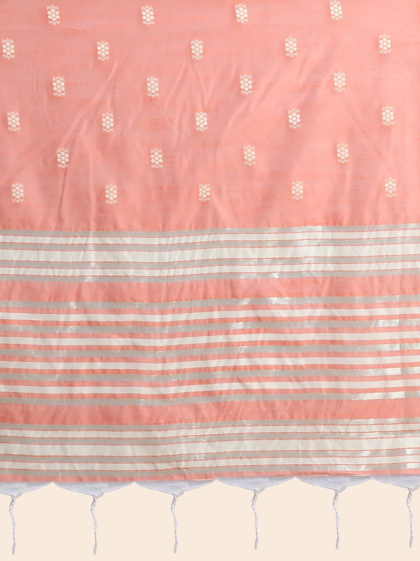 Vishnu Weaves Women's Orange Lucknowi Cotton Chikankari Woven Saree with Blouse - Swadesiicart
