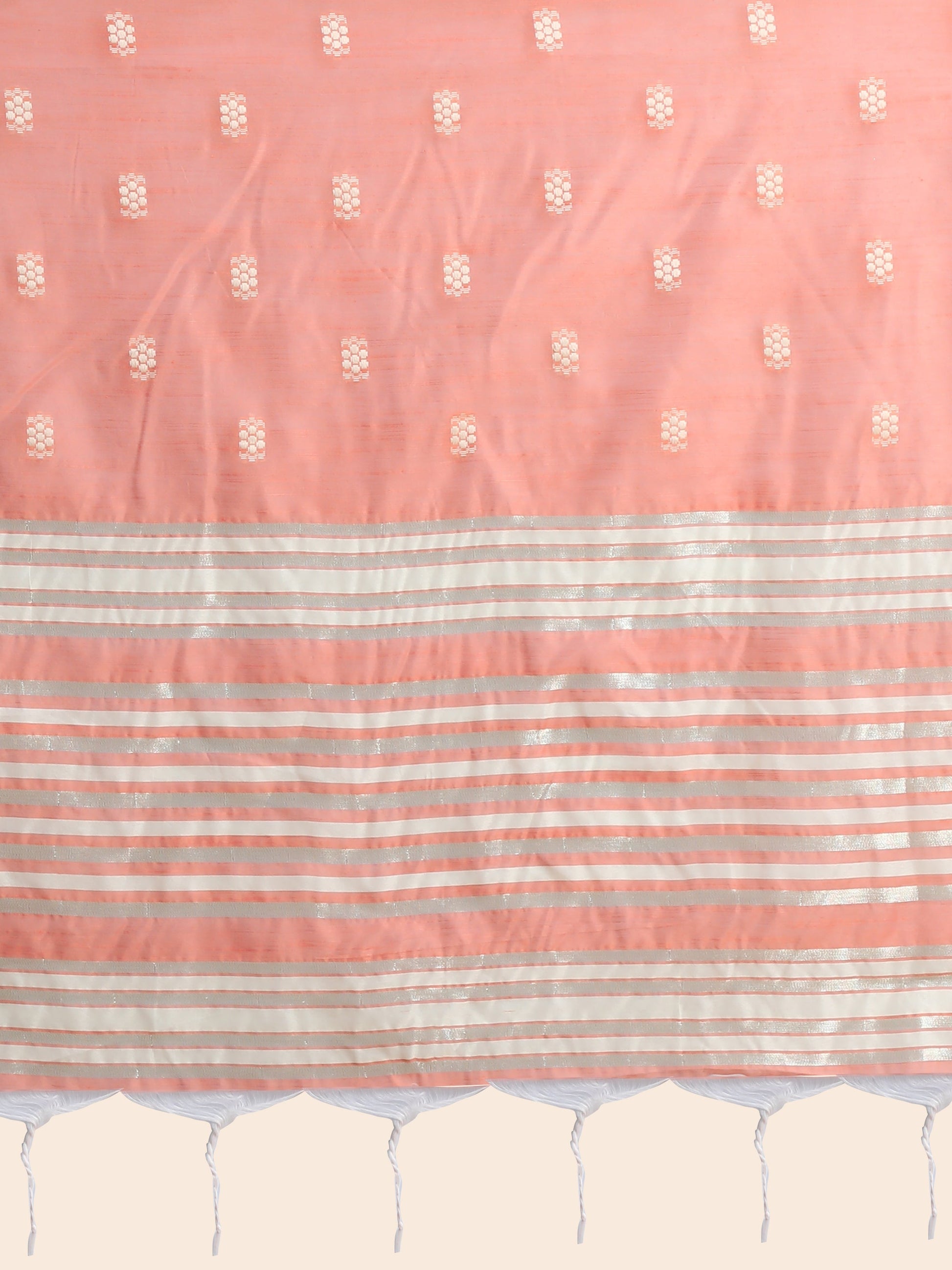 Vishnu Weaves Women's Orange Lucknowi Cotton Chikankari Woven Saree with Blouse - Swadesiicart