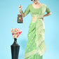 Vishnu Weaves Women's Pista Lucknowi Cotton Chikankari Woven Saree with Blouse - Swadesiicart