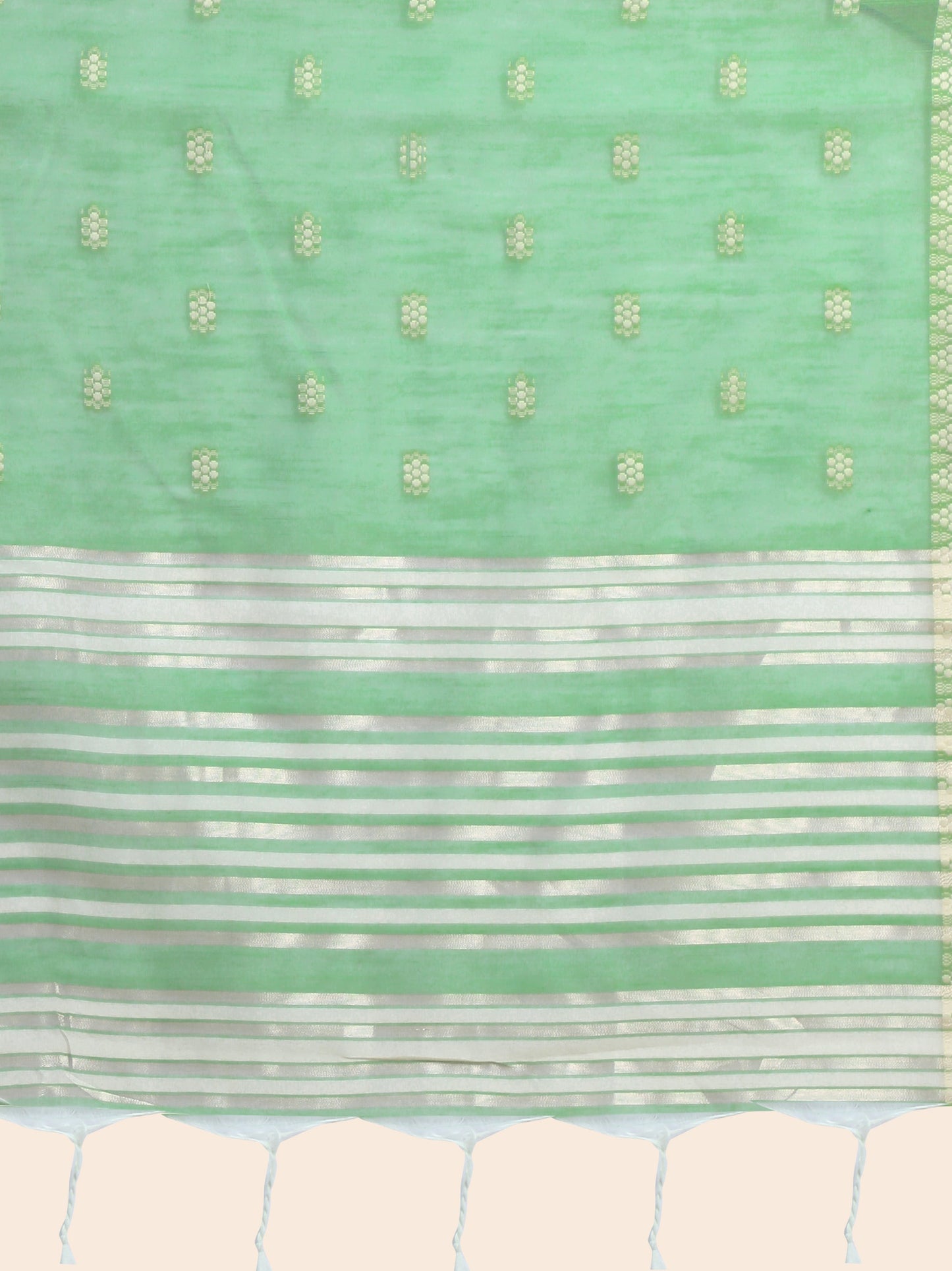 Vishnu Weaves Women's Pista Lucknowi Cotton Chikankari Woven Saree with Blouse - Swadesiicart