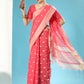 Vishnu Weaves Women's Red Lucknowi Cotton Chikankari Woven Saree with Blouse - Swadesiicart