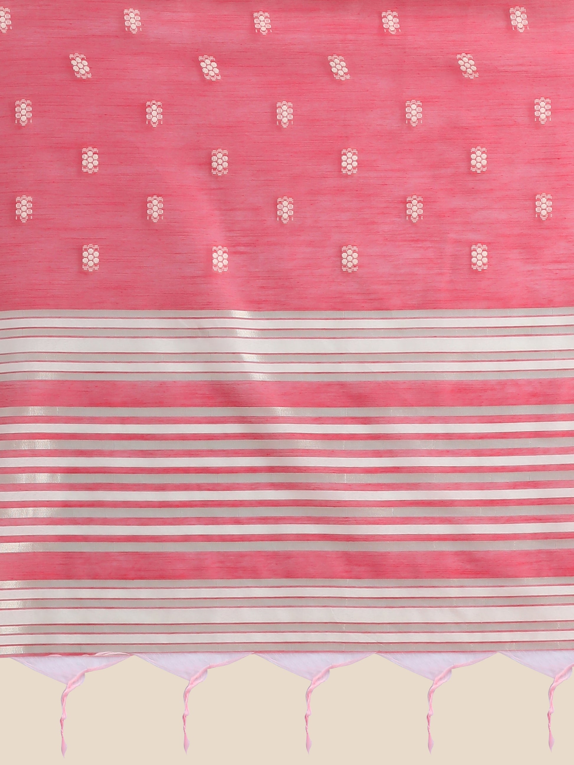 Vishnu Weaves Women's Red Lucknowi Cotton Chikankari Woven Saree with Blouse - Swadesiicart