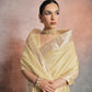 Vishnu Weaves Women's Yellow Tissue Linen Zari Woven Saree with Blouse - Swadesiicart