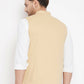 Even Apparels Beige Polyester Men's Nehru Jacket-Contrast Lining-Inbuilt Pocket Square | Swadesiicart