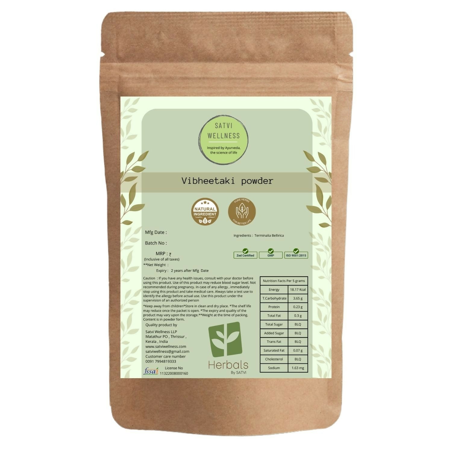 Satvi Wellness Vibhitaki Powder - Satvi Wellness
