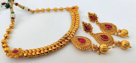 Kemp Designer Short Pink Necklace Set - Mokshi Collections