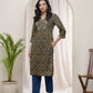 Vaasva Blue Ajrakh Cotton Printed Gathered Kurti With Pant | Swadesiicart