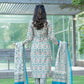 BulBul Fashionista Green-Blue Cotton Kurta Set with Dupatta - Swadesiicart