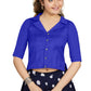 Aastha Fashion Women's Women's Blue Art Silk Button Readymade Blouse